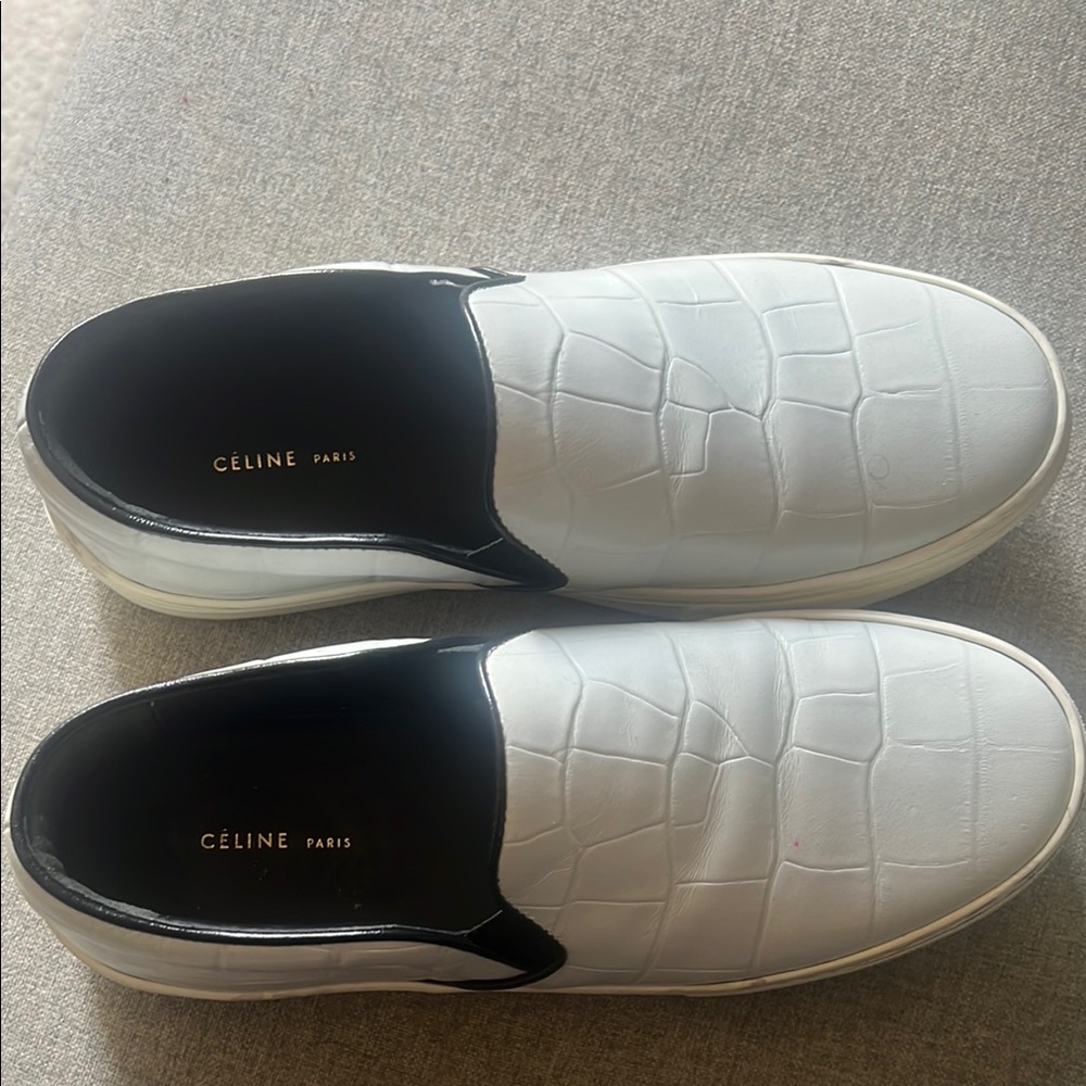 100% Authentic Celine women White Leather Sneakers